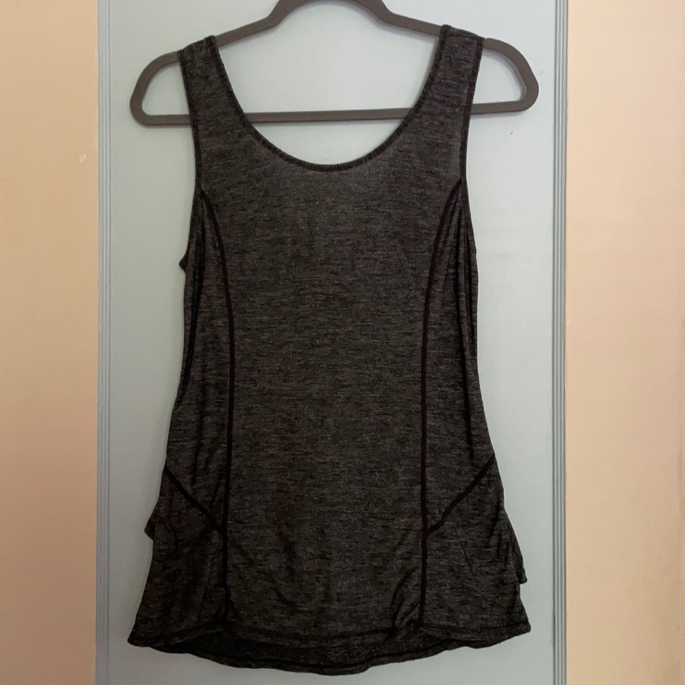 LULULEMON Medium Charcoal Grey Ruffle Low-Back Cotton Tank
